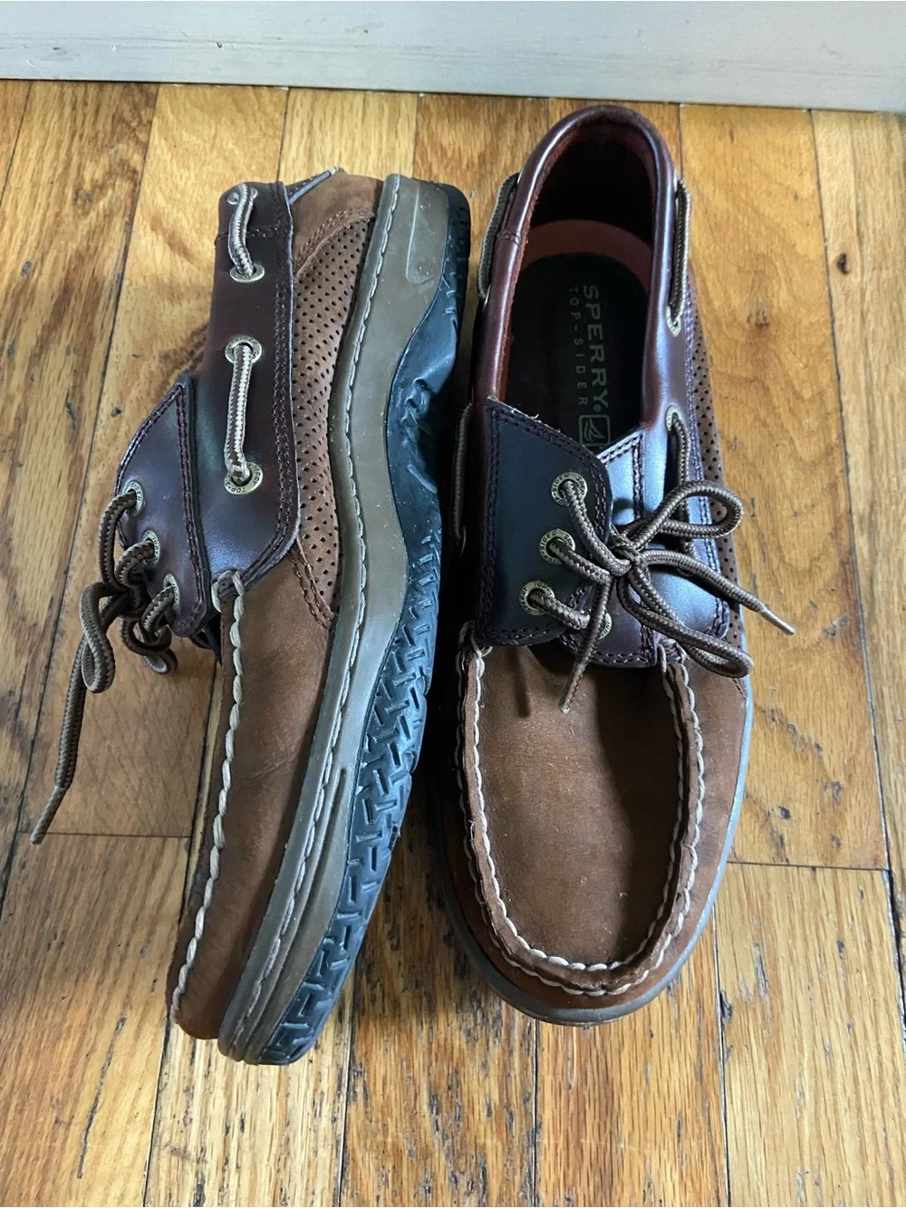 Sperry billfish 3 eye waterproof Brown Leather Boat Shoes 8.5